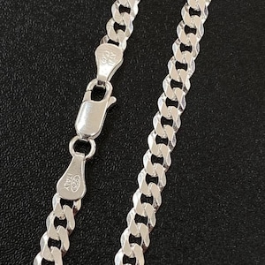 925 Sterling Silber 5 mm Panzerkette kubanische Gliederkette in allen Längen 18&quot;20&quot;,22&quot;,24&quot;,26&quot;, Herrenkette, ein perfektes Geschenk