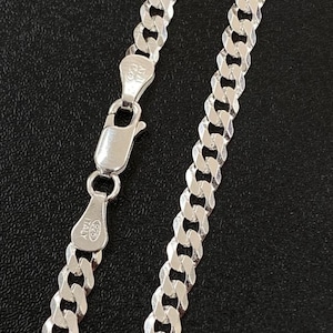 Solid 925 Sterling Silver Italian Curb Cuban Link Chain 4.5mm in all lengths 18",20",22",24",26", men's chain, a perfect Gift