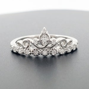 925 Sterling Silver Princess Crown Ring, Tiara Ring, Statement Ring ...