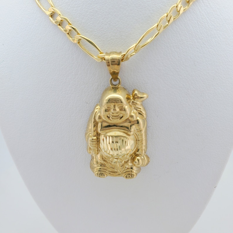 Solid 10K genuine Gold Buddha Head, Laughing Buddha pendant, Buddha Charm pendant, Buddhism gift for men and women, stamped for authenticity image 6