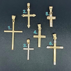 Solid 10K Gold  Cross Pendant with textured Diamond cuts, Cubic Zirconia Small Crucifix charm, pendant for men and women, religious