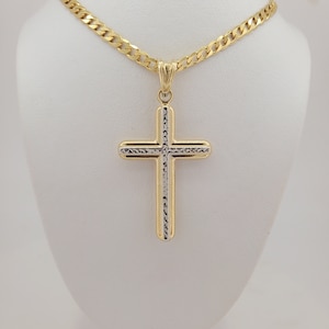 Stylish 10K Gold over 925 Sterling Silver Cross Pendant with textured Diamond cuts with crucifix for men and women in multiple styles