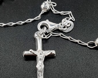 Stylish 925 Sterling Silver Crucifix bead Bracelet, religious Catholic ball Crucifix , 4mm moon cut bracelet, a perfect gift