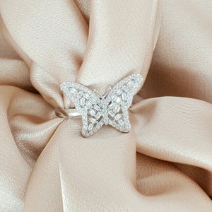 925 Sterling Silver Butterfly Ring, CZ stone Butterfly Ring, Gemstone Ring, Butterfly stone Ring, a perfect gift