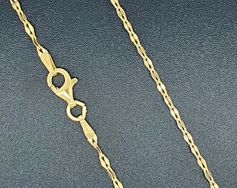 10K Gold over 925 Sterling Silver Mirror Chain Necklace, Dainty Glitter Chain, Twisted Mirror Chain, 2mm, a perfect gift for her, stamped