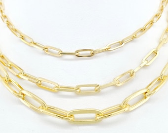 10K Gold over 925 solid Sterling Silver Chunky Paperclip Necklace, Heavy Bracelet 5.7mm, secured  lobster clasp, Layer Gold Chain, stamped