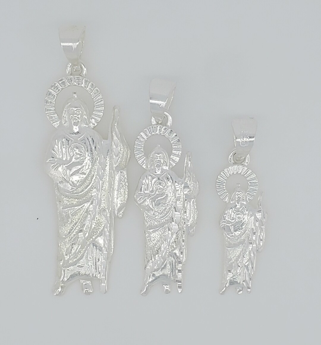 SOLID Genuine 925 Sterling Silver Saint Jude Pendant, Religious Charm