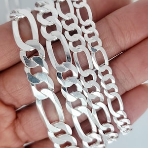 Solide ITALY 925 Sterling Silber Figaro Kette, 6 mm-10 mm Silber Halskette Für Männer und Frauen, ein perfektes Geschenk, gestempelt 925 für Authentizität