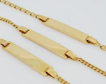 Stylish personalize  10K Gold over 925 solid Sterling Silver Bar bracelet, Monogram Initial, Curb Cuban, Anchor Mariner link, spring clasp