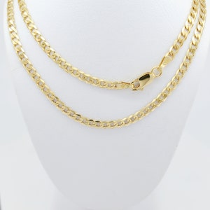 Stylish 10K Gold over 925 Sterling Silver Heavy Curb Cuban Chain, necklace, bracelet, 3mm, perfect gift, for him, for her, stamped