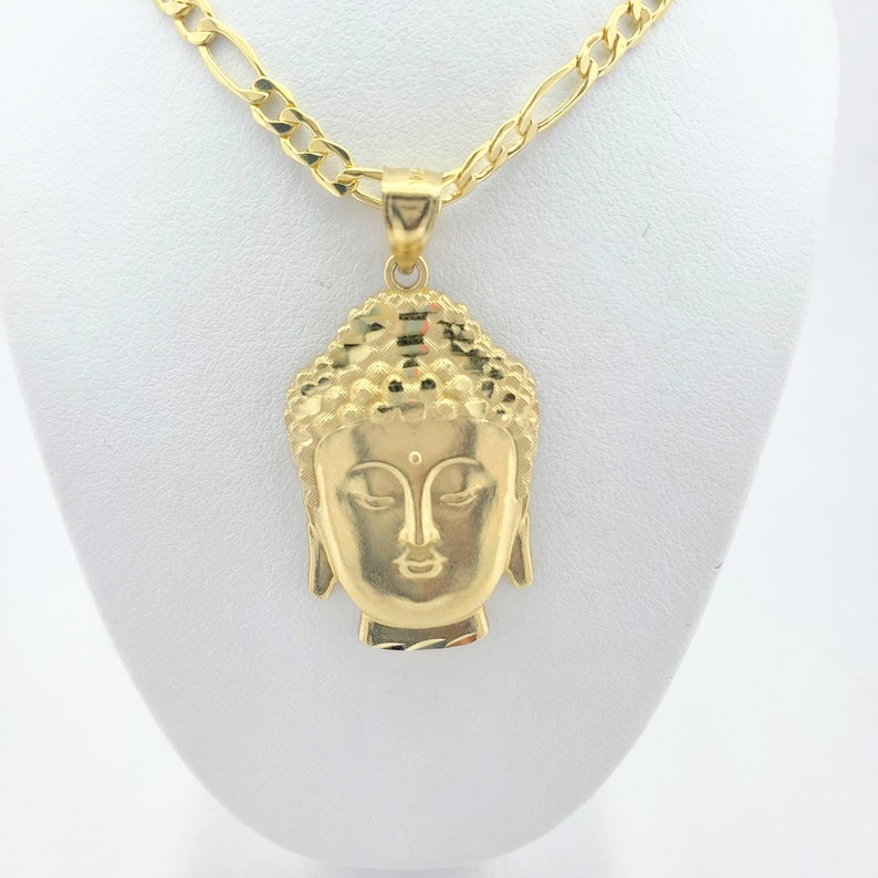 Solid 10K genuine Gold Buddha Head, Laughing Buddha pendant, Buddha Charm pendant, Buddhism gift for men and women, stamped for authenticity image 3