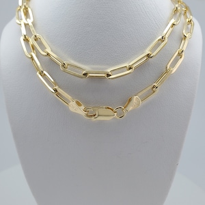 10K Gold over 925 solid Sterling Silver Paperclip Necklace, Bracelet 4mm, secured with a lobster clasp, Layer Gold Chain, a perfect gift