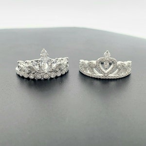 925 Sterling Silver Princess Crown Ring, Tiara Ring, Statement Ring ...
