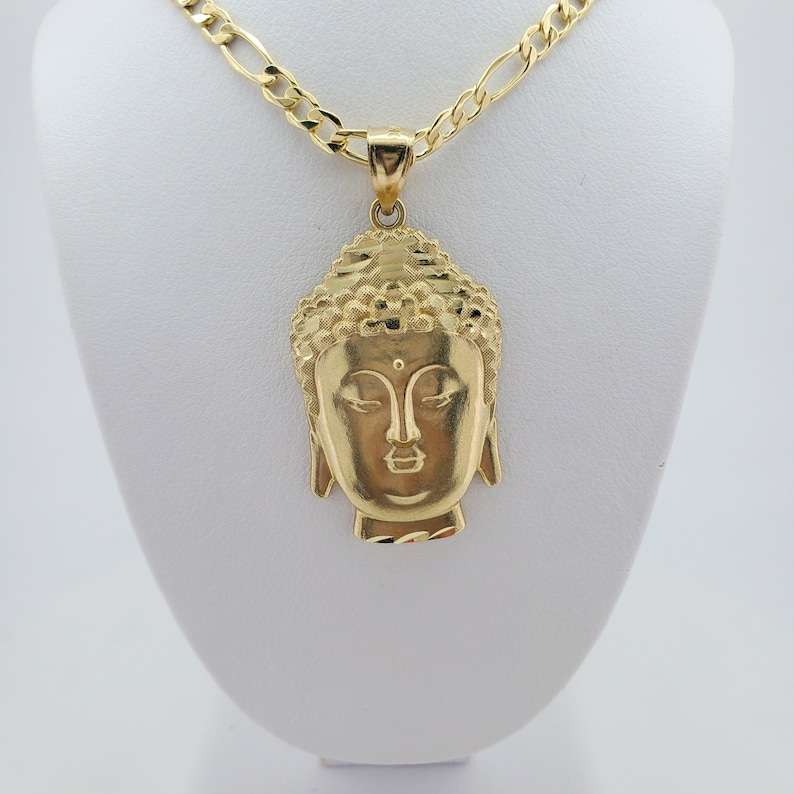 Solid 10K genuine Gold Buddha Head, Laughing Buddha pendant, Buddha Charm pendant, Buddhism gift for men and women, stamped for authenticity image 4