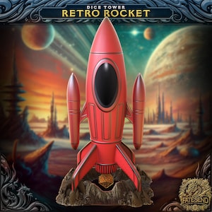 Made To Order 3D Printed Retro Rocket Dice Tower DND Roleplay Game Dungeons and Dragons