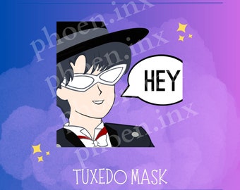 Animated Tuxedo Mask inspired Emote: 200x200, 112x112, 56x56, 28x28, sliding into your dms, saying hello, twitch, discord, youtube, emoji