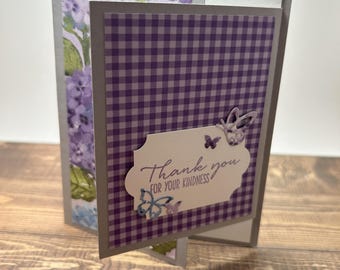 Thank You For Your Kindness | Purple Floral Thank You Card | Handmade Card