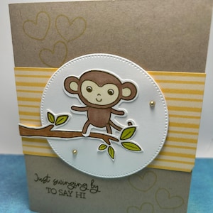 Je ne fais que passer | Carte faite main | carte pour enfants | carte d'anniversaire | Carte Singe