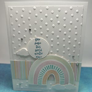 vous faites de ce monde un monde meilleur | Carte faite main | carte pour enfants | carte d'anniversaire | Carte arc-en-ciel