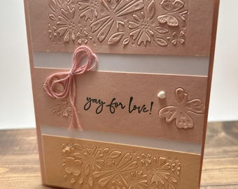 Yay for Love! | Handmade Card | Wedding Card | Anniversary Card | Peach and Pink