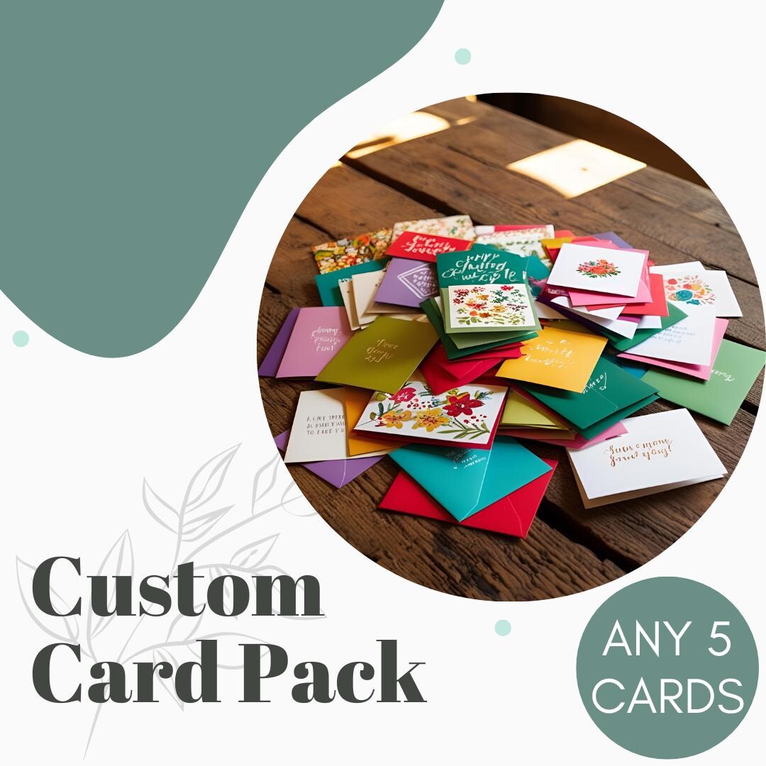 Custom Greeting Card Pack: Handmade Cards, Pick Any 5 - Etsy