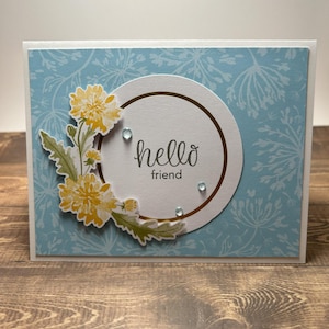 Bonjour ami | Carte faite main | Juste parce que carte | Je pense à vous | Merci floral | Amitié
