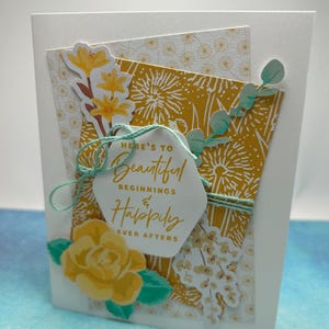 De beaux débuts et une vie heureuse pour toujours | Carte faite main | Carte de mariage | Carte d'anniversaire