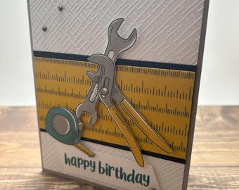 Handmade Handyman Birthday Card: Toolbox Tools