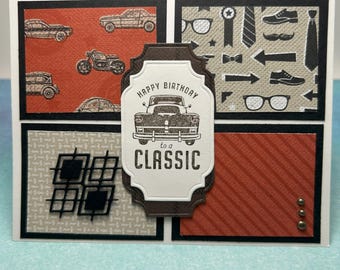 Happy Birthday to a Classic | Versatile Card | Handmade Card | Classic Car | Car Card | Ties and Glasses