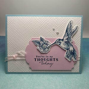 Je pense à vous aujourd'hui | Je pense à vous | Carte faite main | Colibri
