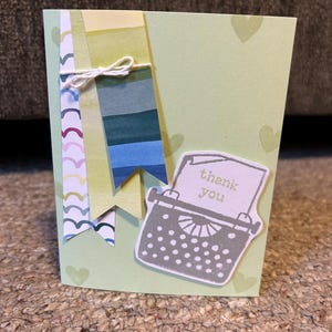 Grazie per la macchina da scrivere / Biglietto di ringraziamento fatto a mano / Biglietto di ringraziamento per lo scrittore / Biglietto di ringraziamento per l'insegnante