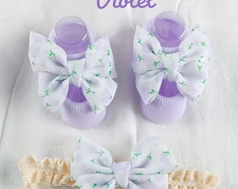 Violet and Bachelor Button Blue Baby Socks