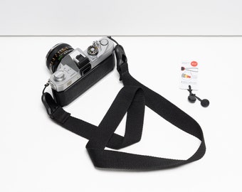 38" Custom Black Canvas Camera Strap "the cure 4 dropped cameras" w/Peak Design Anchors