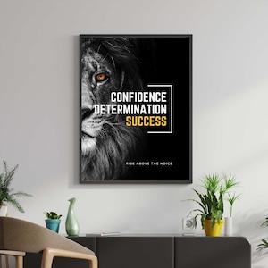 Wallart motivazionale, poster di arte murale motivazionale di carta opaca premium, arte motivazionale, arte della parete del leone