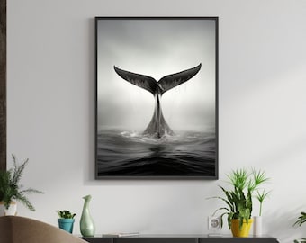 Whale Tail Print Printable Wall Art Whale Tail Wall Art