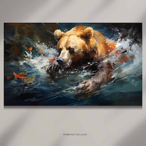 Grizzly bear abstract wall art, premium matte paper print, grizzly bear print, grizzly bear wall decor and poster, grizzly bear gift