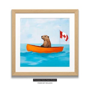 Beaver In Orange Canoe Premium Matte Paper Poster