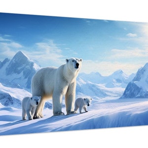 Polar bear slim canvas wall art, polar bear canvas home decor, polar bear wall decor, slim canvas, polar bear wall art print, animal canvas