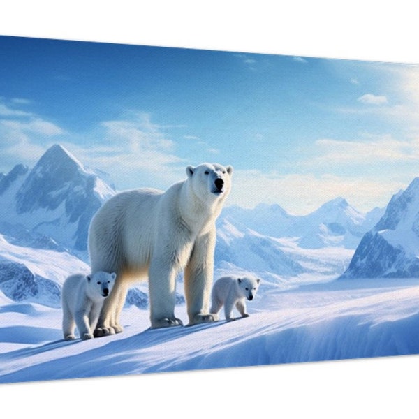 Polar bear slim canvas wall art, polar bear canvas home decor, polar bear wall decor, slim canvas, polar bear wall art print, animal canvas