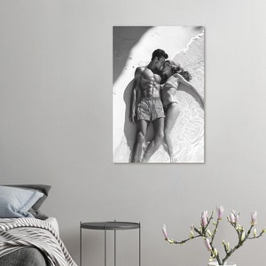 Black and White Couple Poster Beach Wall Art Love Wall Art