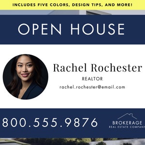 Open House Yard Sign Template | Real Estate Open House Sign | 100% Customizable Signage | Canva Open House Sign Template