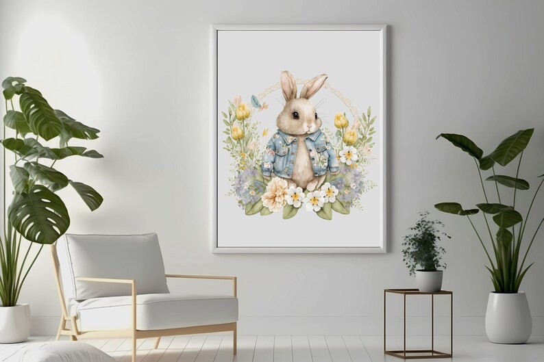 Cute Bunny Clipart Bundle Bunny With Flowers PNG Spring - Etsy