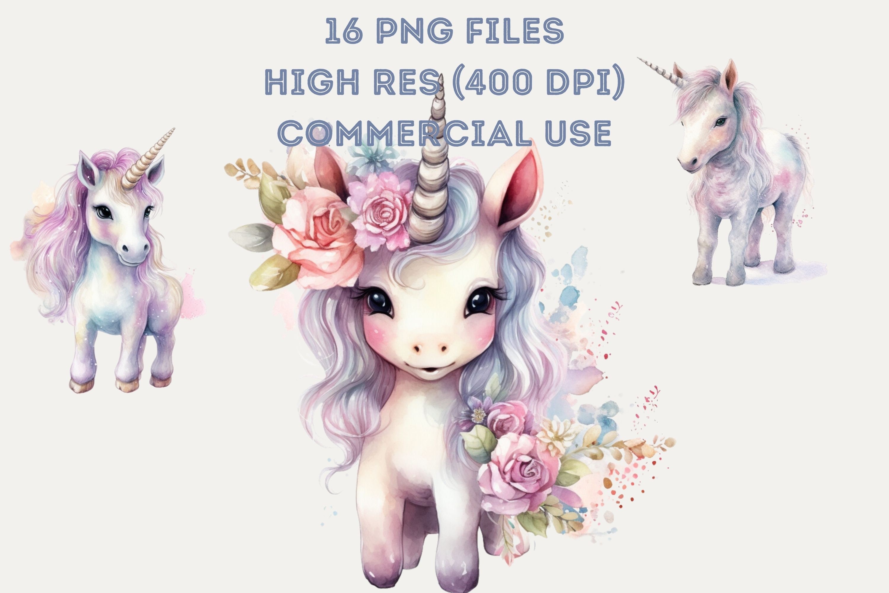 Watercolor Unicorn Clipart Bundle Fantasy Clipart Graphics PNG Graphics ...