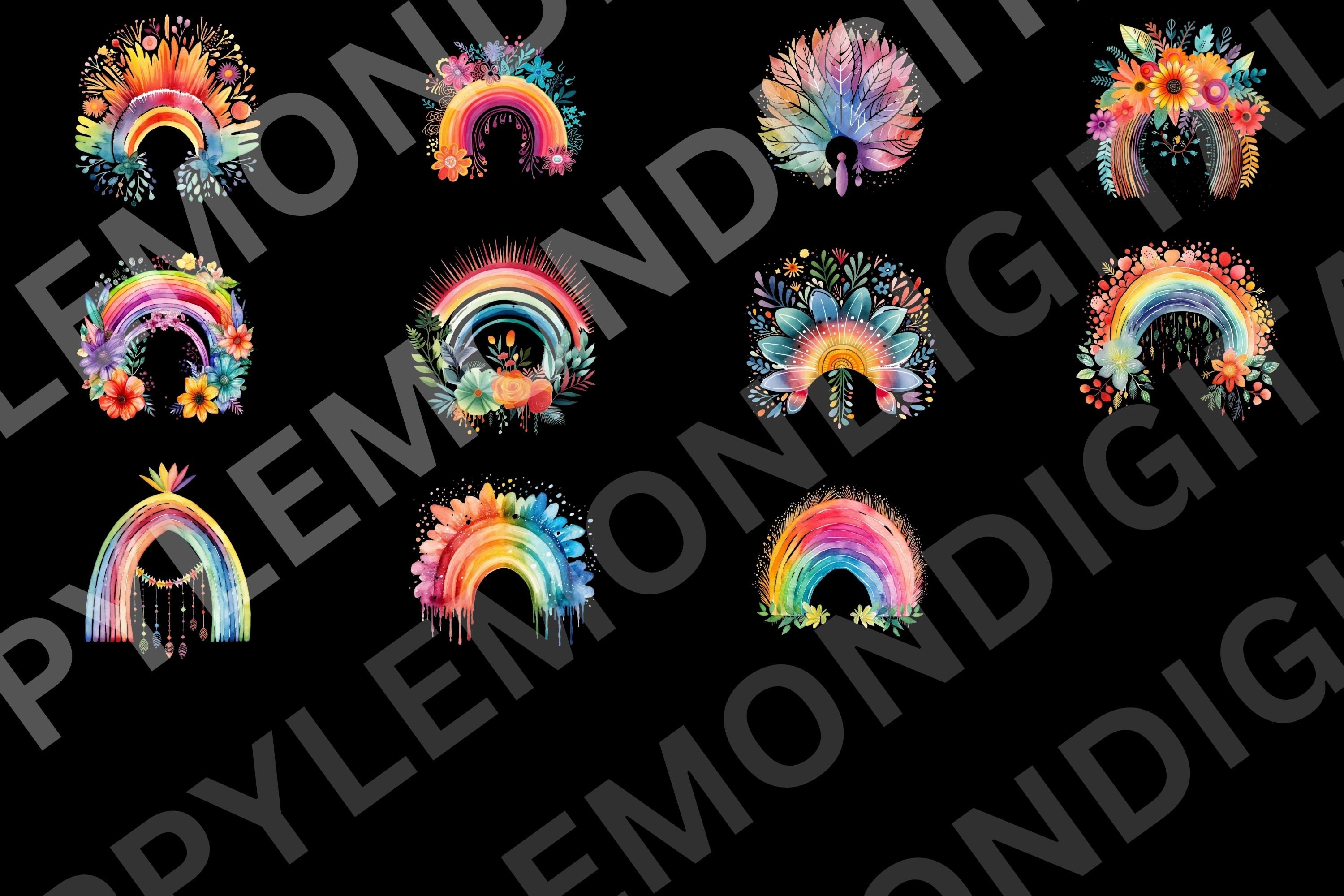 Watercolor Rainbow Clipart Bundle Pastel Rainbow PNG Pride Month ...