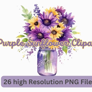 Sunflower Watercolor Bundle Clipart Digital Wall Art Floral Wedding Sunflower Bouquet Digital Flower Clipart Instant Download Commercial Use