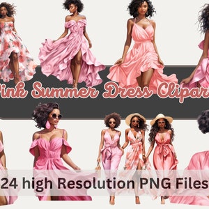 Watercolor Fashion Girl Clipart Bundle, Summer Clipart, Black Girl Clip art for Sublimation, Planner Stickers for Commercial Use