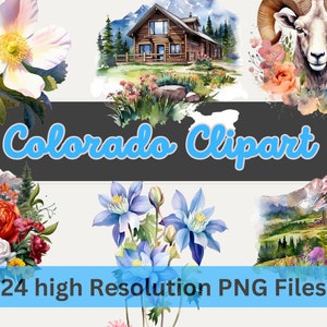 Colorado Clipart pour sublimation, carte de voeux, impression numérique, Colorado Art, Colorado Clipart PNG, utilisation commerciale, téléchargement immédiat