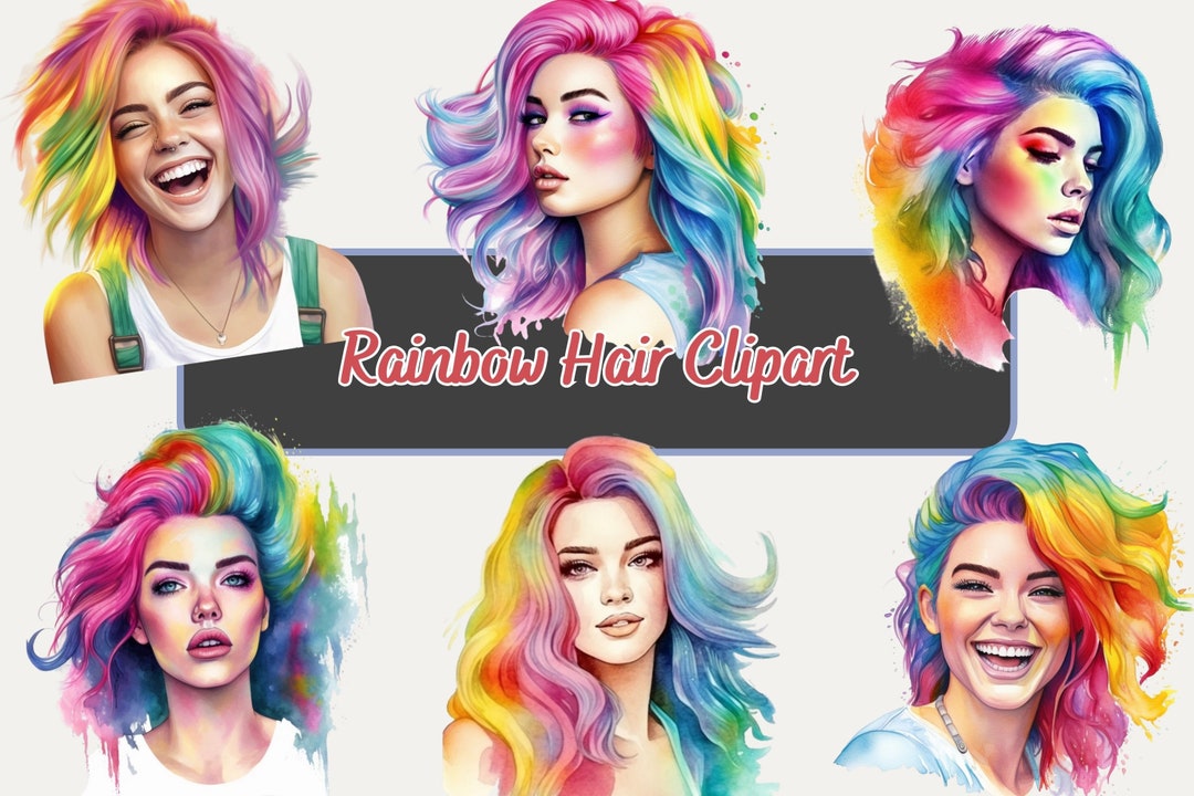 Watercolor Girl Clipart Bundle Girls With Rainbow Hair PNG Pride Shirt ...