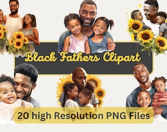 Watercolor Black Father's Clipart Bundle Father's Day Gift Best Dad Shirt PNGs for Sublimation, Instant Download Commercial Use
