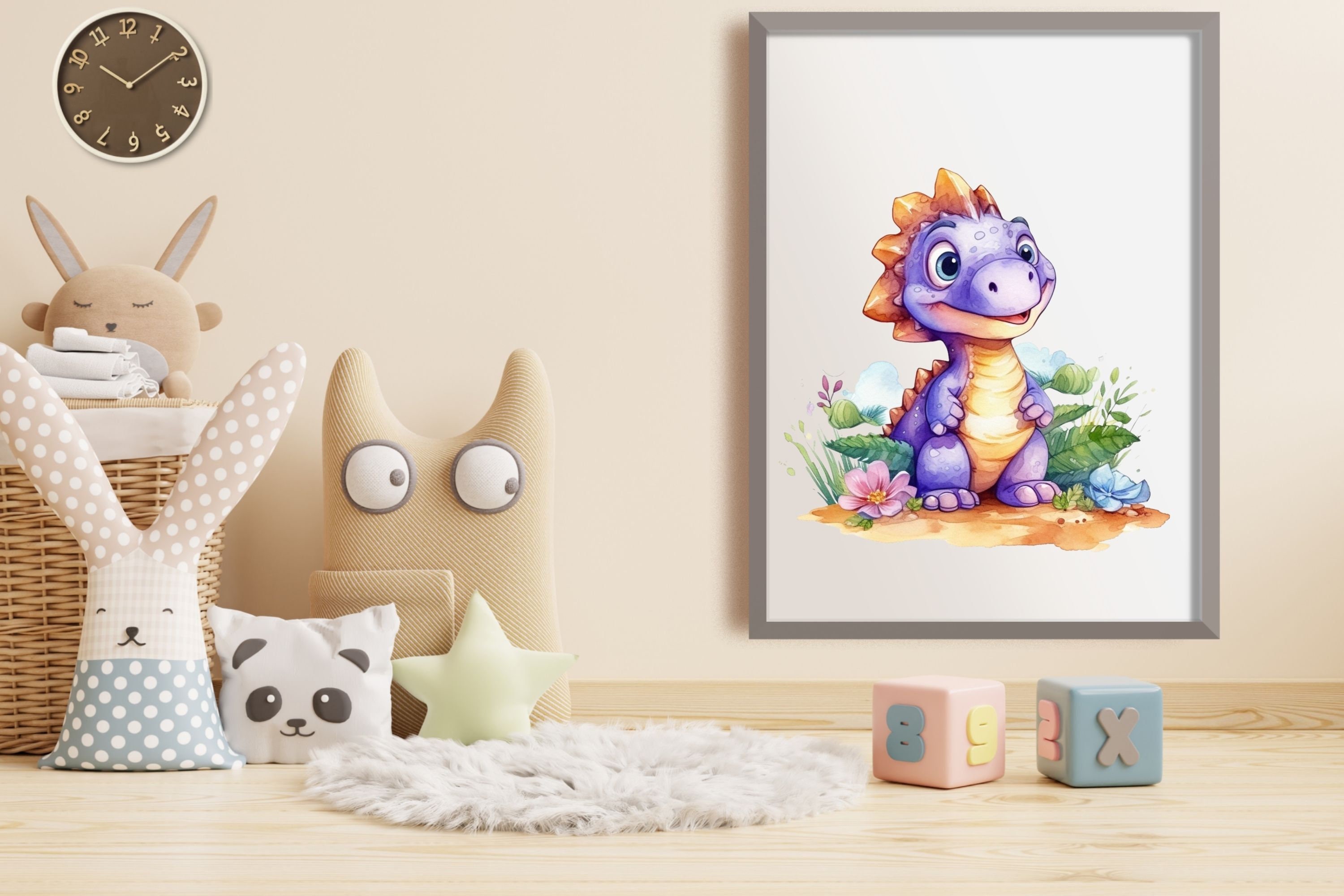 Cute Dinosaur Clipart Bundle Watercolor Dinosaur Pngs Nursery - Etsy